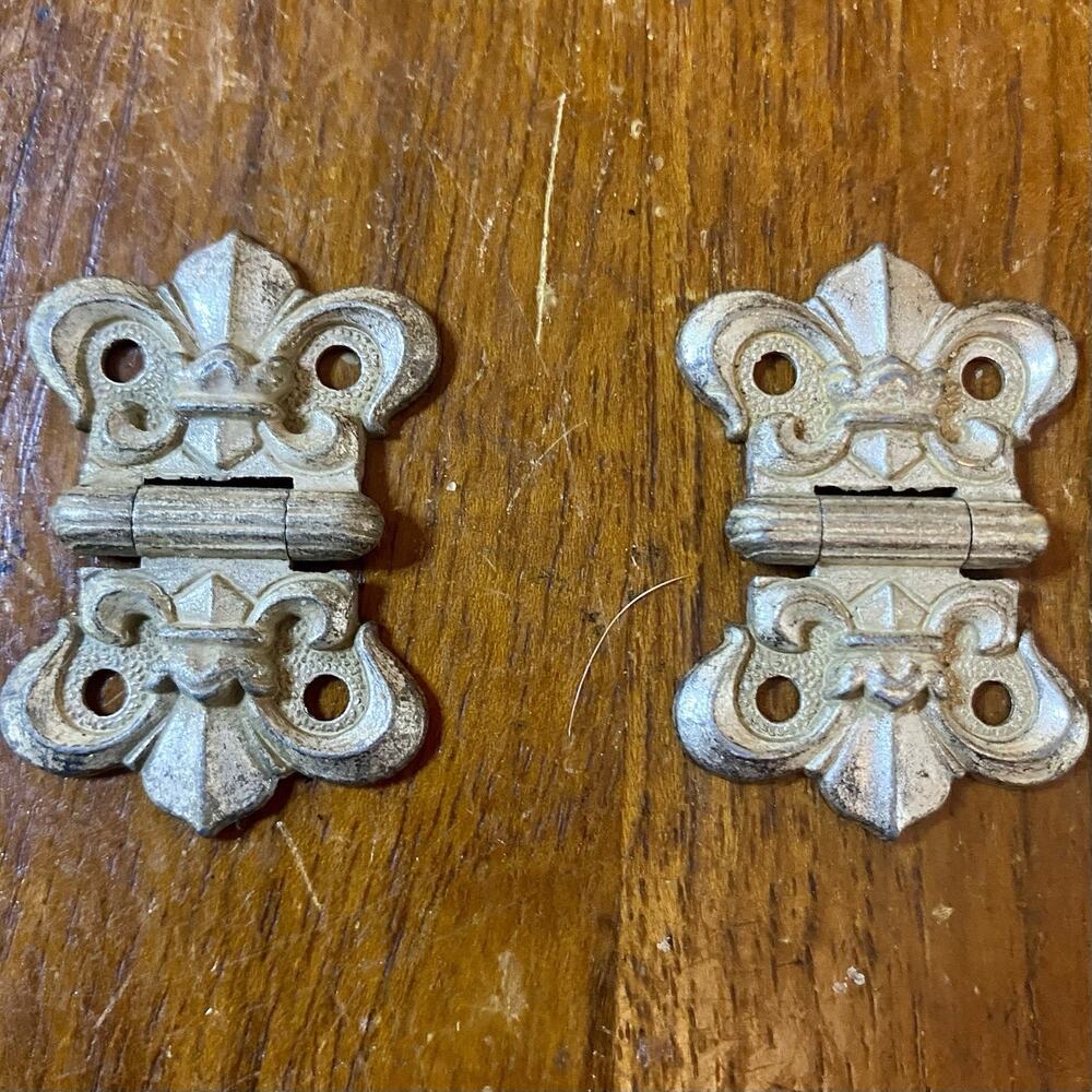 Antique Ice Box Hinges Victorian Ornate Filigree Door Cabinet Hardware Homecraft